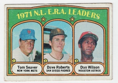 1972 Topps - #91 - '71 NL ERA Leaders Tom Seaver, Dave Roberts, Don Wilson - Image 1 of 2