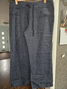 Monsoon Ladies Blue Linen Wide Leg Trousers, Size 20 - Picture 1 of 7