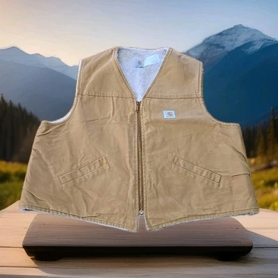 Carhartt Vtg Sherpa Lined Canvas Vest Mens Sz 2XL Outdoor Chore Duck Hunting - Image 1 of 4