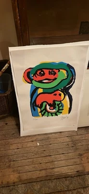 Lápis Karel Appel “Homem com Cachorro” assinado 51/100 - Imagem 1 de 3