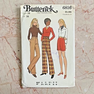 Butterick 6816, 70s Pant/Shorts, Sz W28/H38, Cut COMPLETE Vintage Sewing Pattern - Picture 1 of 2