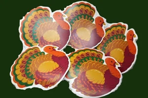 5-15"x15" Vintage Thanksgiving Türkei Vinyl Tischsets Orange 1970er Sehr gepflegter Zustand - Bild 1 von 3
