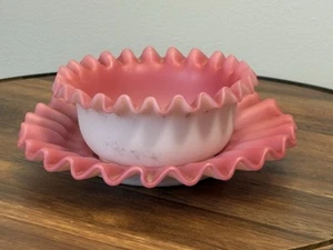 Victorian antique Peach Blow Mayonnaise Bowl - Picture 1 of 4