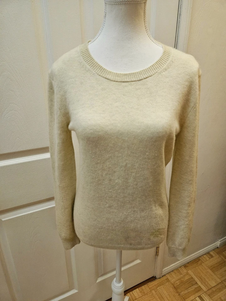 Gran Suéter Burberry Brit Amarillo Claro Bronceado Crema Logo 100% Cachemira Scoop S Foto 1 de 4