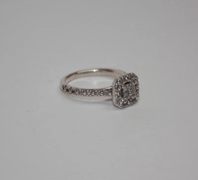 Designer Sterling Silver Diamond Cluster Ring .17tcw Size: 6  [075GRA] - Image 1 of 4