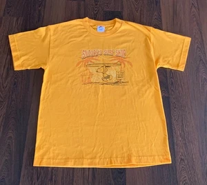 Vintage Peanuts Snoopy's Surf Shop Shirt Made in USA Size Youth XL Yellow Tee - Picture 1 of 3