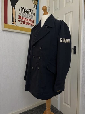 G-Star Raw Navy Blue Military Coat Overcoat Peacoat Wool XXL Double Breasted - Image 1 of 4
