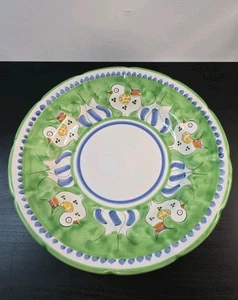 Cassetta Vietri Positano italienische Keramik Huhn Vögel grün 9" Schüssel Teller Suppe - Bild 1 von 5