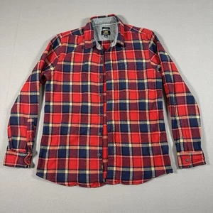 Vintage Lee Regular Fit Stretch Karo Flanell Knopf Hemd Rot Herren Medium - Bild 1 von 17