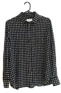 Saint Laurent YSL Silk Star Print Shirt - Black - Size F42 / UK 14 (p2p 20") - Picture 1 of 9