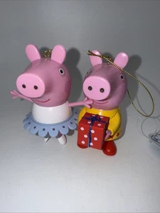 Kurt S Adler 2003 Peppa Pig Weihnachtsschmuck 2er Paar 4 Zoll hoch Neu mit Etikett - Bild 1 von 11