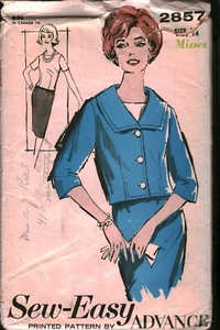 2857 Vintage Advance Sewing Pattern Misses 1960s Suit Overblouse Jacket Skirt 14 - Picture 1 of 2