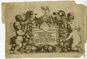 Antique Master Print-PUTTI-TITLE-PRINT-Hollar-van Avont-1646-1654 - Picture 1 of 2