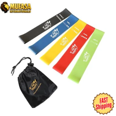 Juego de 5 bandas de lazo de resistencia con guía y bolsa | Bandas de fitness de entrenamiento en casa Foto 1 de 4
