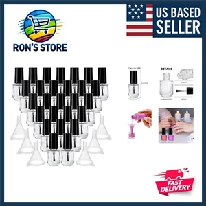 50 Pack 5 ml Empty Nail Polish Bottles with Brush Cap, Clear Nail Polish Cont... - Picture 1 of 7