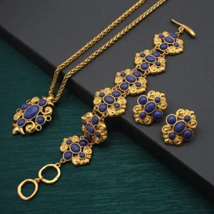 Crystal Gold Plated Jewellery Set: Earrings, Necklace & Bracelet, - Picture 1 of 9