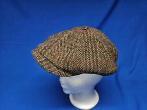 Hatteras Harris Tweed Herringbone Cap Mütze Größe 58 Schurwolle Rot Braun - Bild 1 von 4
