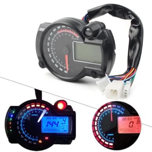 Universal LCD Digit 15000rpm Motorcycle Speedometer Tachometer Gauge Odometer - Picture 1 of 12