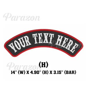 Custom Embroidered Top Rocker Motorcycle Biker Name Tag Sew on Patch 14" (H) - Picture 1 of 12