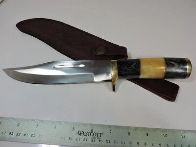 TIMBER RATTLER TR75 Dark Blue & Camel Bone Bowie fixed blade knife 12 " Overall Foto 1 de 4