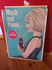 Coca Cola Cardboard 60er Jahre Coke Pappschild Reklameschild Werbung Reklame - Bild 1 von 10