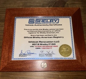 FORD 2016 Carroll Shelby F150 ~ Official Vehicle Certificate w/ Original Frame - Picture 1 of 5