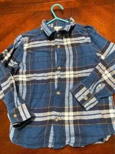 Blue Windowpane Plaid Long Sleeve Button Up Shirt Boy Toddler Sz 4T - Picture 1 of 4