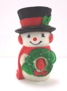 Prendedor de Navidad Hallmark muñeco de nieve pájaro rojo y corona años 70 - Imagen 1 de 2