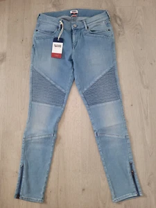 Women's Tommy Hilfiger NORA 7/8 zip biker jeans blue color blue size 27/32 New - Picture 1 of 15