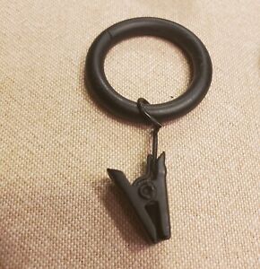 10 Black Matte Metal 1.25 inch Curtain Rings with .5 inch Clips