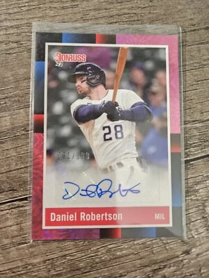 2022 Donruss Pink Fireworks Hologram Autograph Daniel Robertson #31/199 Numbered - Imagem 1 de 2