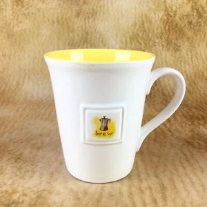 Taza de café Starbucks 2006 “Brew” 14 oz blanca con interior amarillo excelente - Imagen 1 de 7