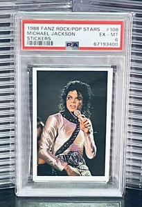 Michael Jackson 1988 Fanz Rock Pop Stars Music Sticker Card #108 PSA 6 LOW POP 1 - Picture 1 of 2