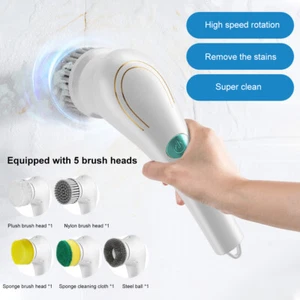 Wireless Electric Cleaning Brush Rechargeable Toilet Brush Kitchen Cleaning Tool - Picture 1 of 23
