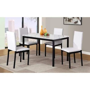 Citico 5-Piece Metal Dinette Set with Laminated Off-white Faux Marble Top, 4 Whi - Picture 1 of 8