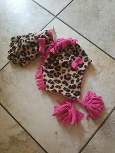 Jumping Beans Girls Animal Print Beanie Pink Fringe Hat Size S - Picture 1 of 8