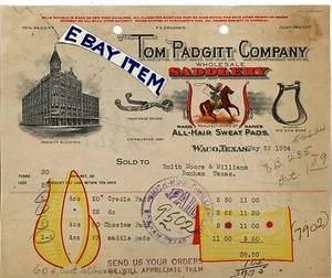 1924 BILLHEAD Tom Padgitt Waco Texas SADDLE MAKER saddlery HAND MADE SPURS Shin - Picture 1 of 1