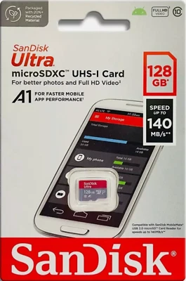 Scandisk Ultra micro SDXC UHS-I CARD - 128GB + Adattatore - Immagine 1 di 4