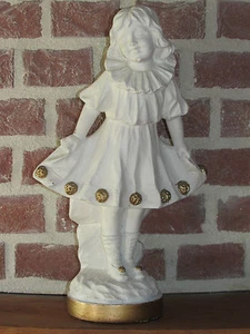 01C14 Old Plaster Statue Small Girl in Dress Art Deco 1930 Signed P.BALERT - Picture 1 of 8