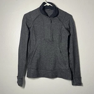 Lululemon 1/4 Zip Sweatshirt Size 4 Dark Gray Zip Pocket Thumbholes Activewear - Picture 1 of 13