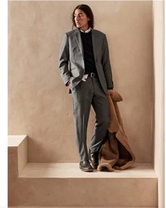 Banana Republic Slim Sharkskin Suit Pants Marzotto Gray Mens 36x29.5-NWOT/Flawed - Picture 1 of 12