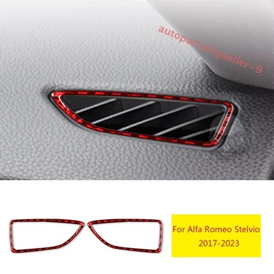 Consola de fibra de carbono real roja para Alfa Romeo Stelvio 17-23 L&R moldura de salida de aire Foto 1 de 4