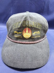 Vintage New Orleans French Quarter Headmost Hat Black Snapback Ropebrim Cap - Picture 1 of 10