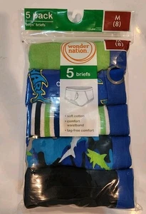 NIP-Wonder Nation, 5 Pack, Blue/Shark Themed Briefs/Underwear-Boys Size Medium/8 - Picture 1 of 2