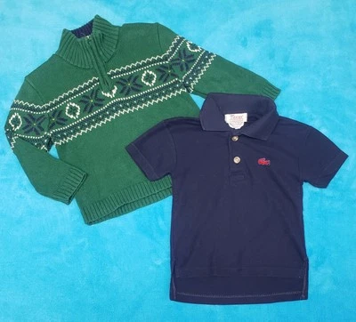 Izod для мальчиков размер 2T темно-синий рубашка-поло и зеленый свитер - Изображение 1 из 4