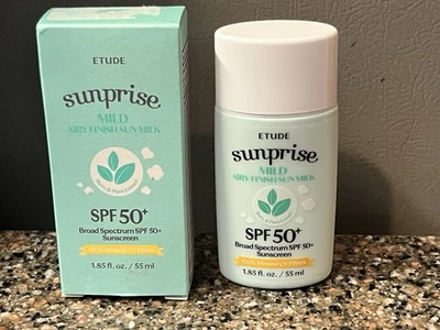 ETUDE Sunprise Mild Airy Finish Milk  SPF 50+ Sunscreen 55ml, 100% Mineral Based - Image 1 of 3