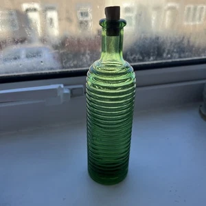Antique Apothecary Green Ribbed Glass Bottle with Stopper Poison - Picture 1 of 1