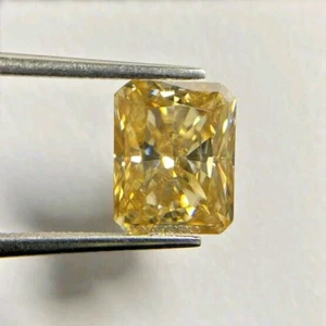 2 Ct yellow VVS1 Lab Grown Diamond Radiant Cut Premium Quality Gemstone 9x7MM - Picture 1 of 5