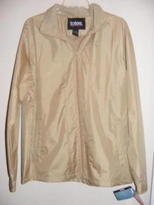 New TOTES tan lined raincoat water resistant zippered JACKET Medium M 5 pockets - Picture 1 of 1