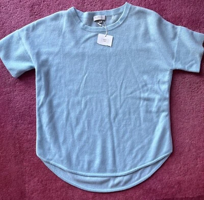 Suéter túnica Kinross Oasis 100 % cachemir manga corta talla mediana azul nuevo con etiquetas Foto 1 de 4